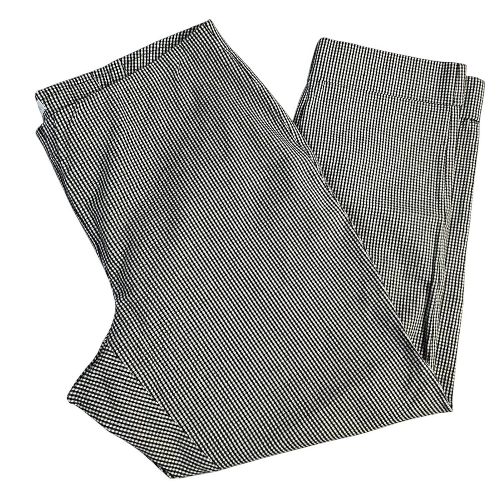 J.‎ Jill Premium Bi-Stretch Gingham Tapered Pants Black White Cuffed Size 18